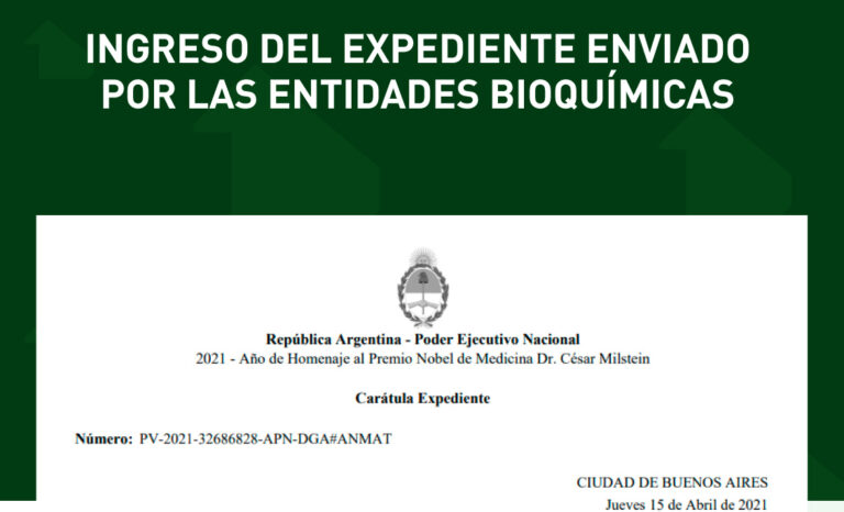 Ingreso del Expediente enviado por las entidades bioquímicas