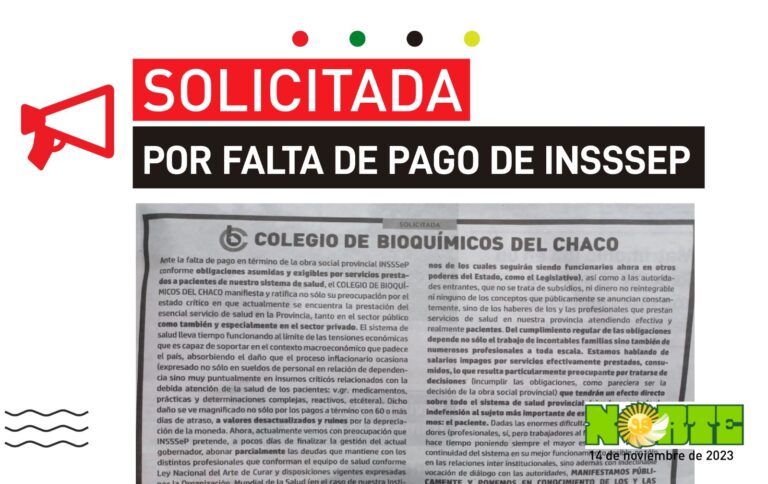 Solicitada por la falta de pago INSSSEP