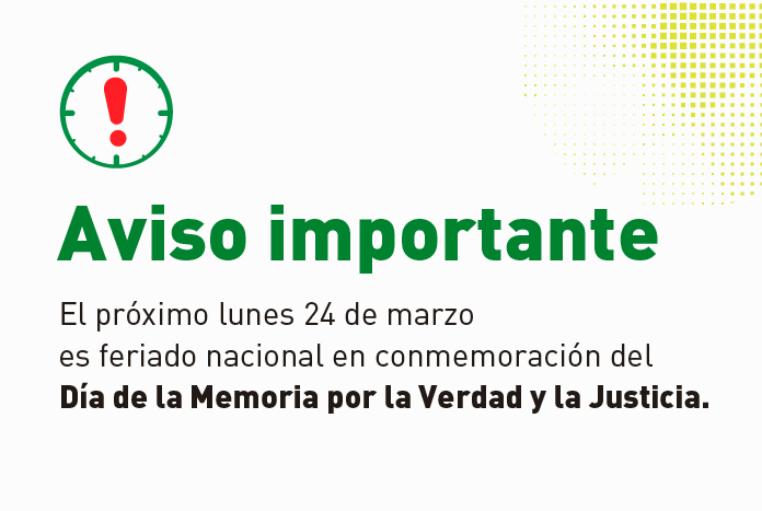 Lunes 24 de marzo feriado nacional