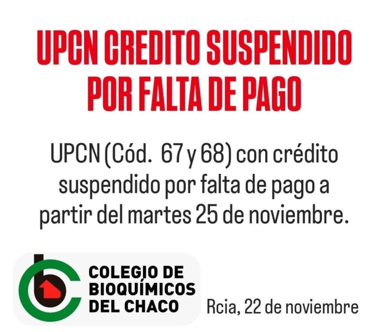 UPCN crédito suspendido por falta de pago